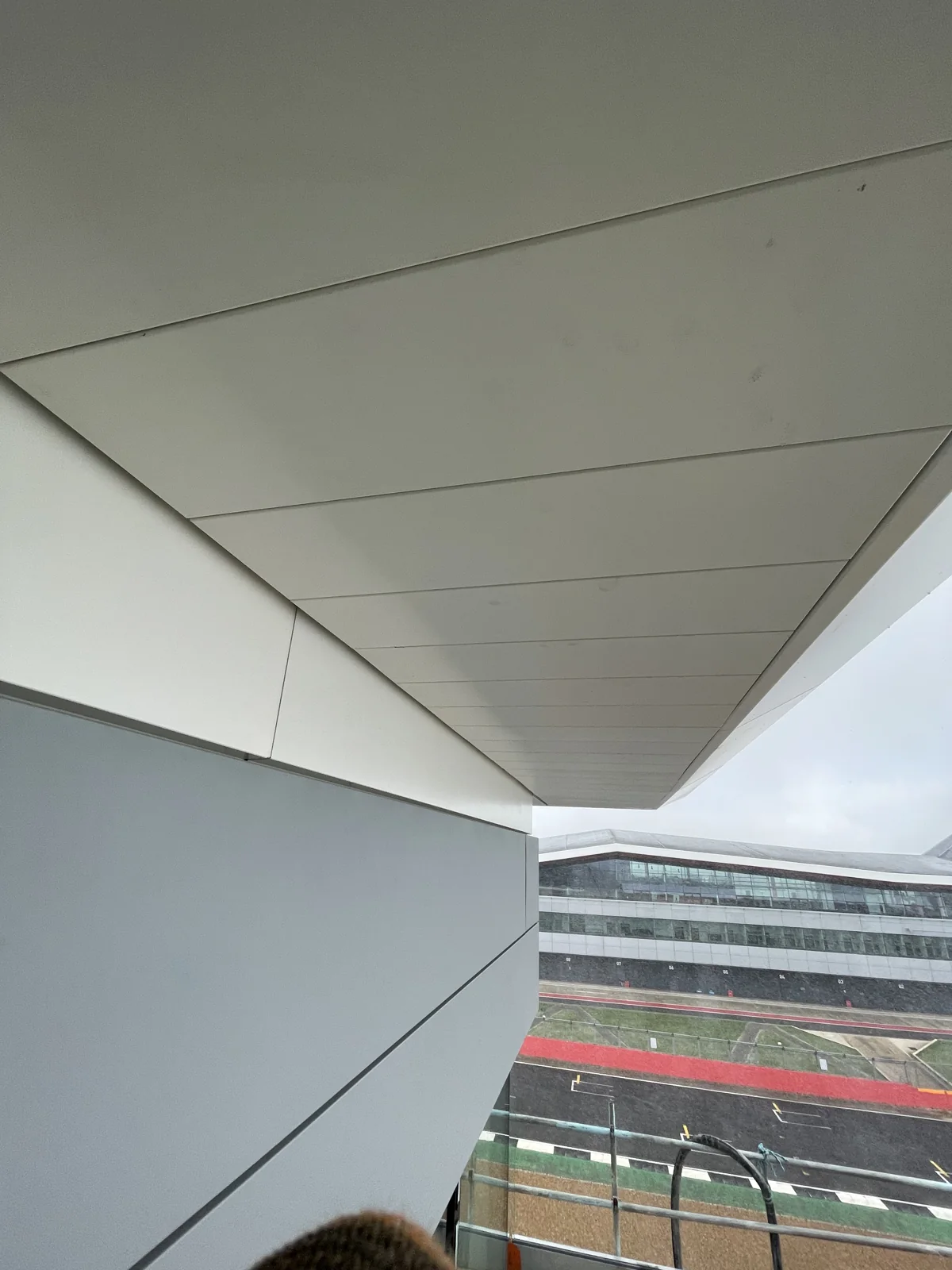 Converging joints in soffit panels, photographed on site by Evgheni