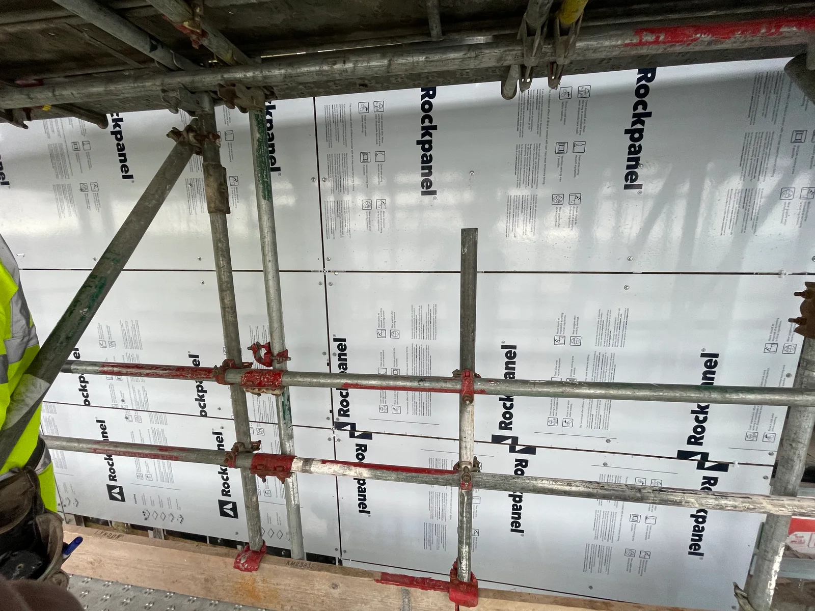 Façade preparation behind the panels in Cardiff