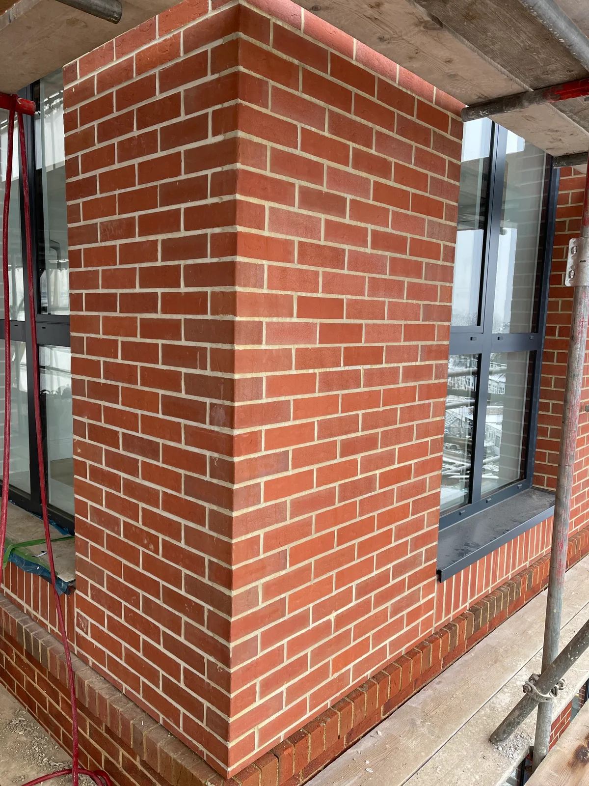 Brick-slip installation and corners, London