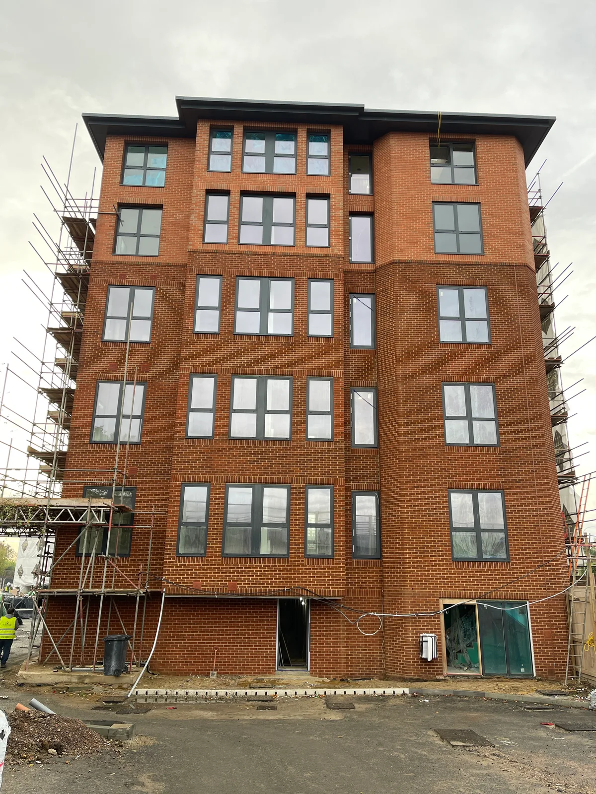 Façade elevation during installation in London