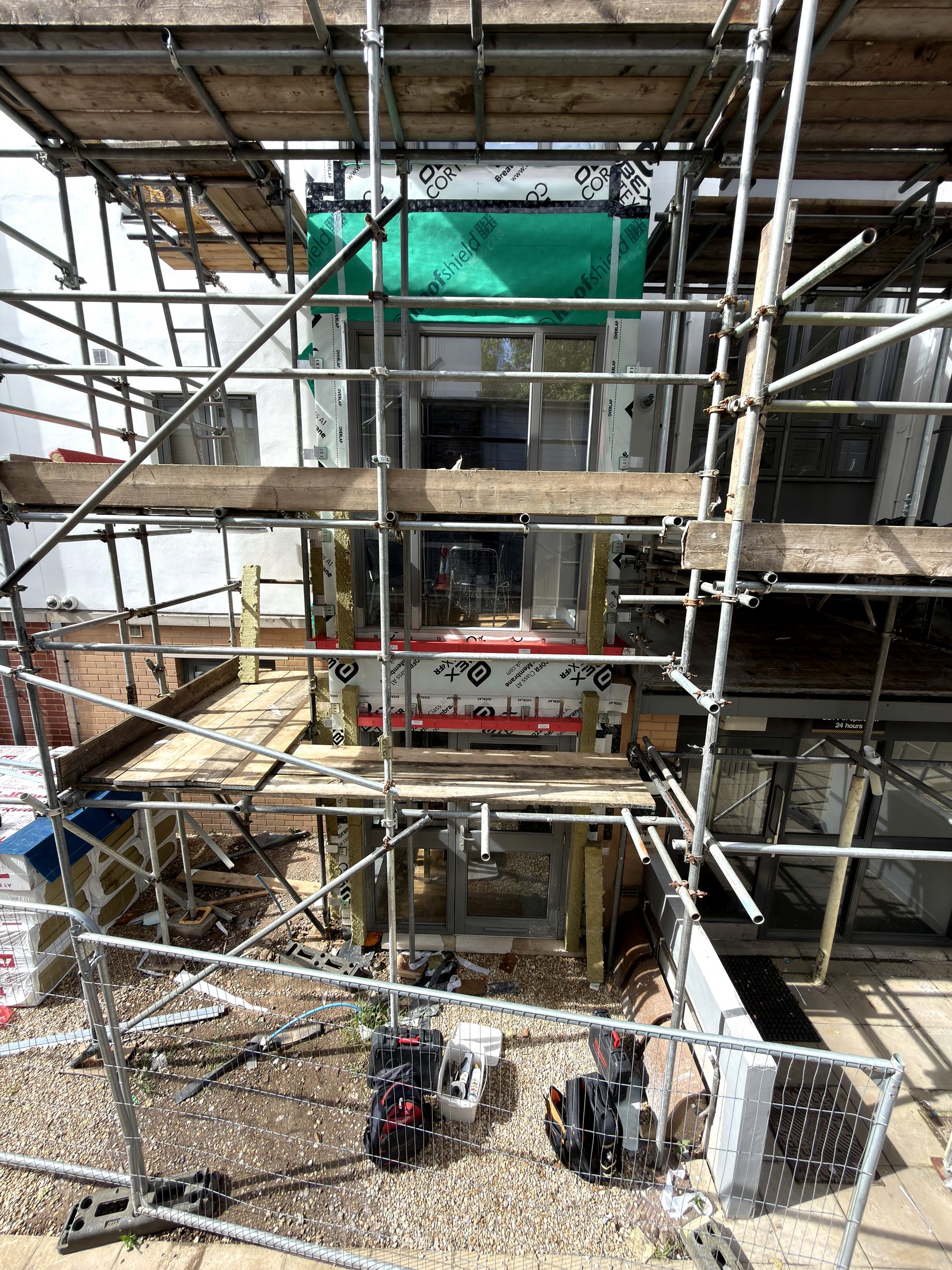 The Platform Bristol entrance facade interface works during installation