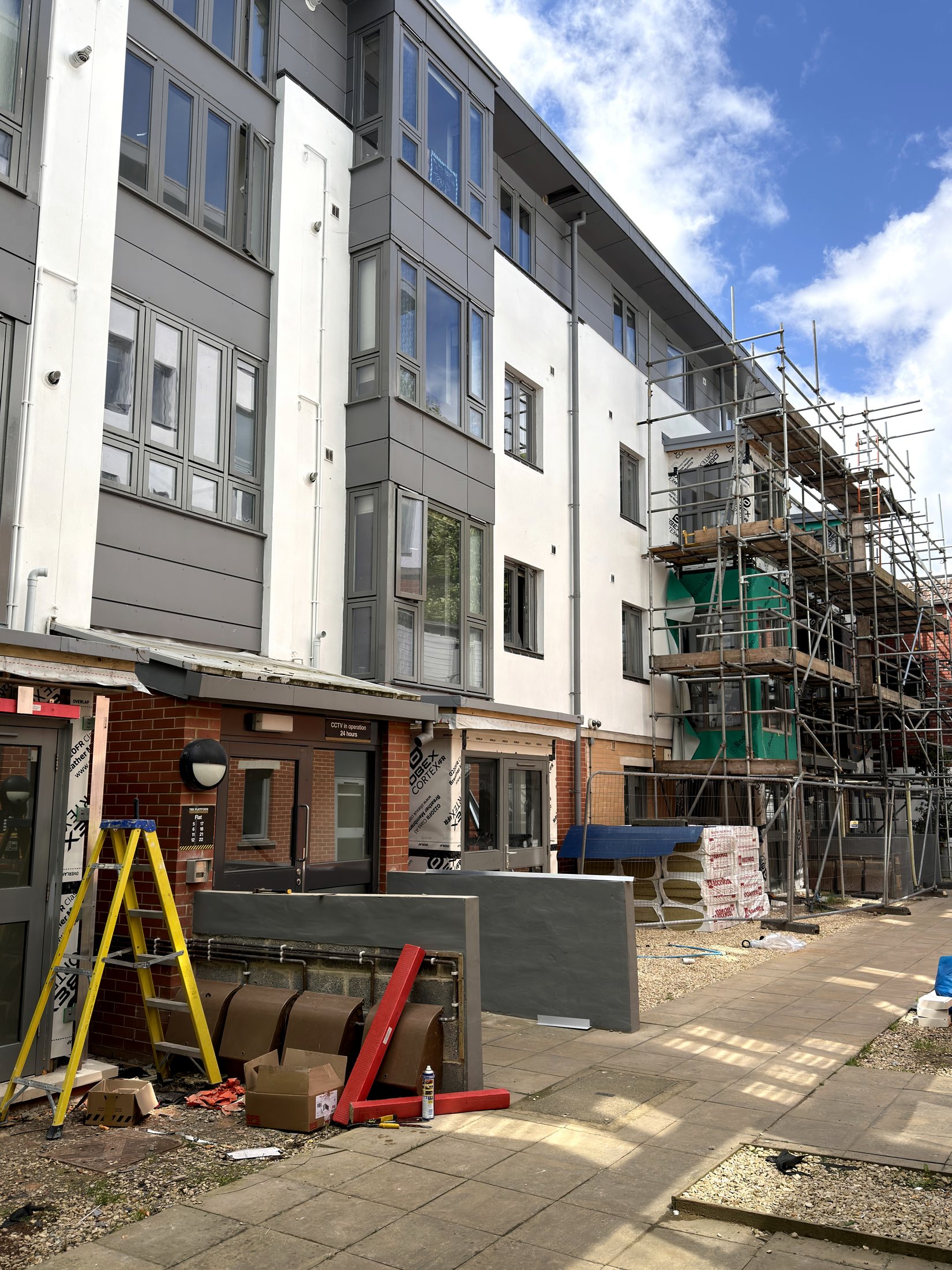 The Platform Bristol façade interface works with scaffold access