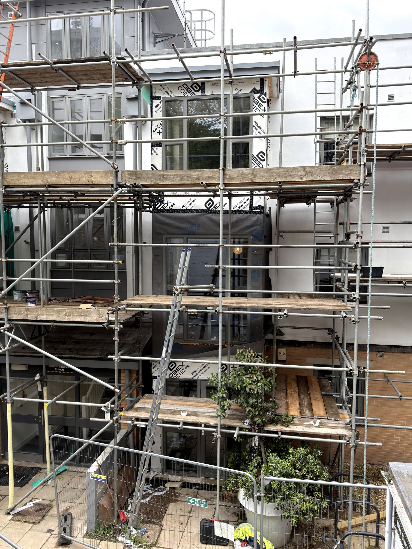 The Platform Bristol scaffold access and membrane interface during facade works